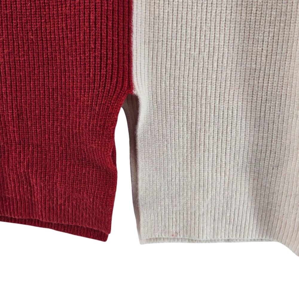 Badgley Mischka Turtleneck Sweater Womens Small Colorblock Red White Gray Ribbed - Picture 5 of 12
